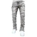 Men Trousers Individual Patched Pants Long Tight Fit Stacked Jeans For Mens Clothing - Image 3