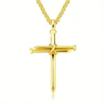 Steel Gold Black Color Fashion Mens Iron Nail Cross Pendant Necklace Stainless Steel 3mm Round Box Chain Jewelry Gift For Men - Image 2