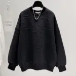 Men's And Women's Three-dimensional Letters Trendy Round-neck Non-hoodie Thin Loose Long Sleeve Top