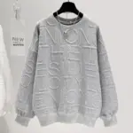 Men's And Women's Three-dimensional Letters Trendy Round-neck Non-hoodie Thin Loose Long Sleeve Top - Image 7