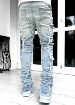 Men Trousers Individual Patched Pants Long Tight Fit Stacked Jeans For Mens Clothing - Image 6